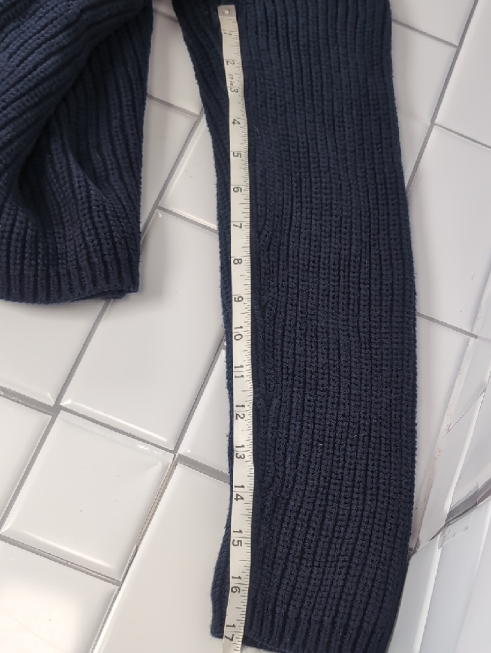 Quince Woman's Navy Ribbed Pullover Sweater 100% Cotton - Picture 6 of 10